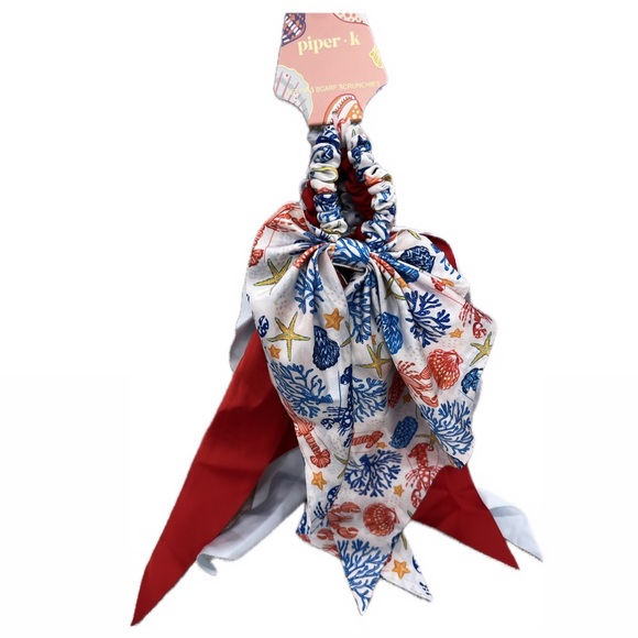 PIPER K Accessories - NWT ⚜️♥️⚜️ PIPER K Gorgeous Nautical Hair Scarf Scrunchies Set of 3